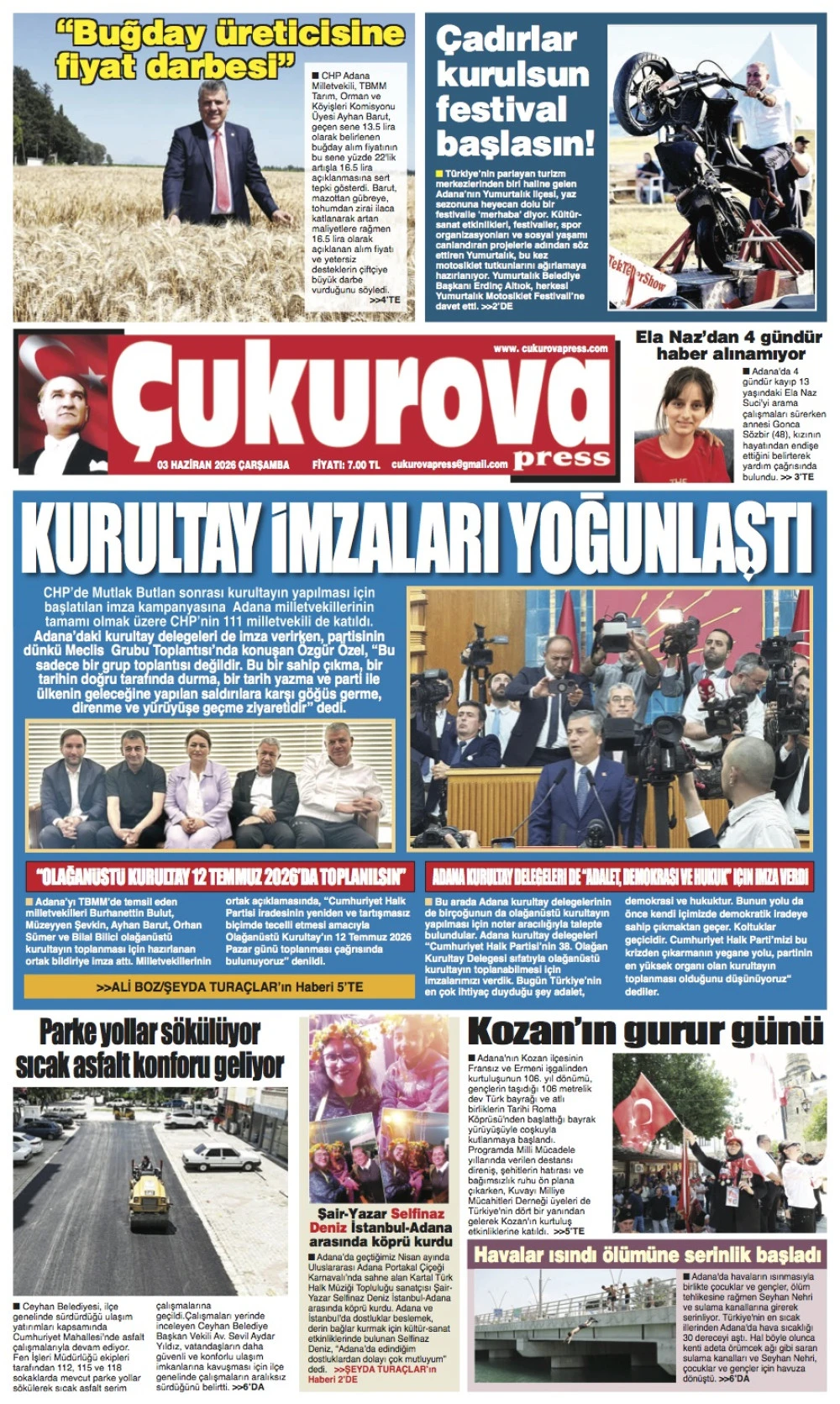 03 Haziran 2026 &Ccedil;arşamba