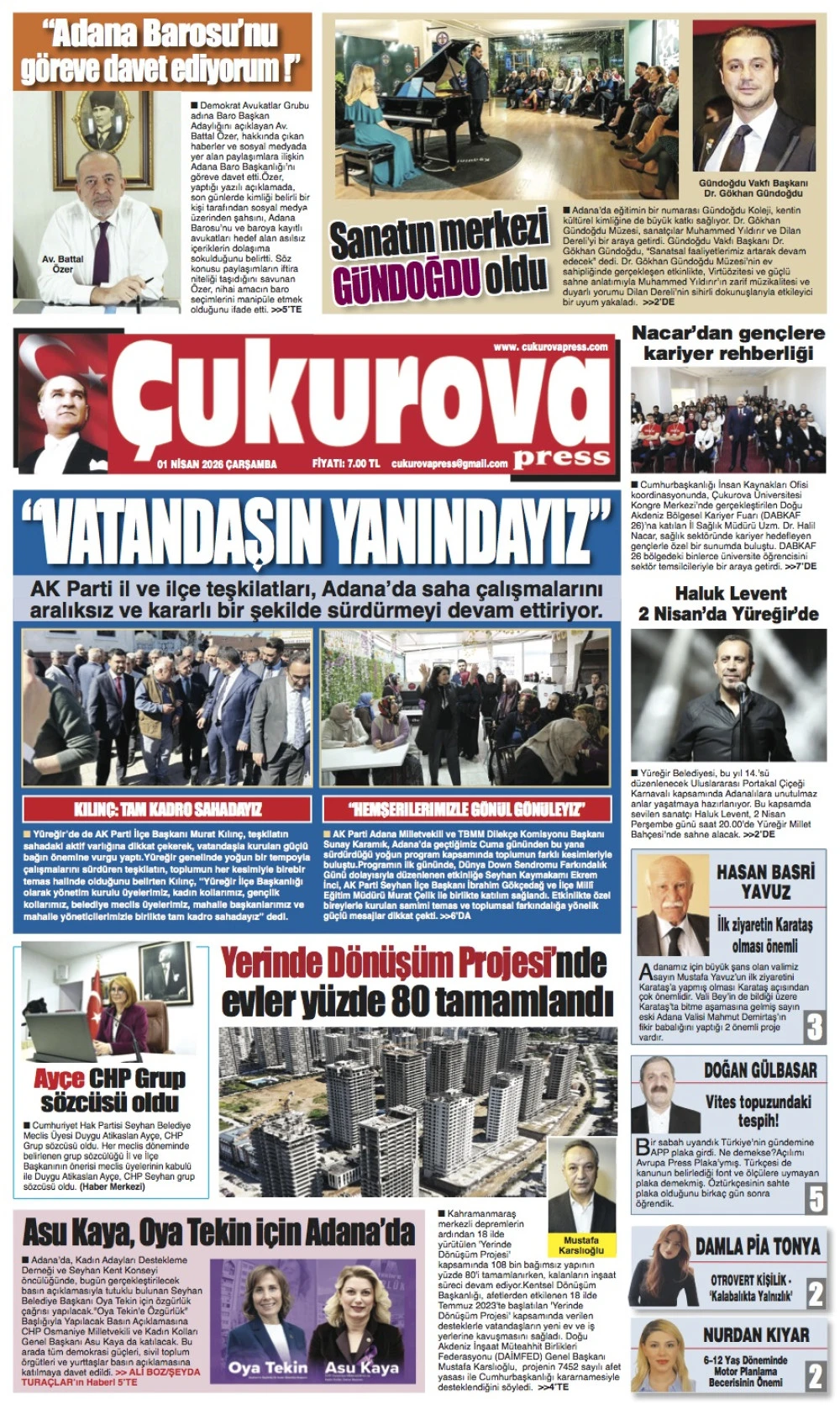 1 NİSAN 2026 &Ccedil;ARŞAMBA