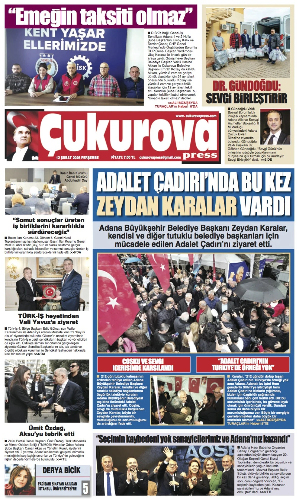 12 Şubat 2026 Perşembe