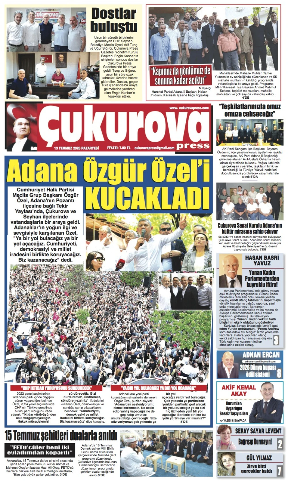13 Temmuz 2026 Pazartesi