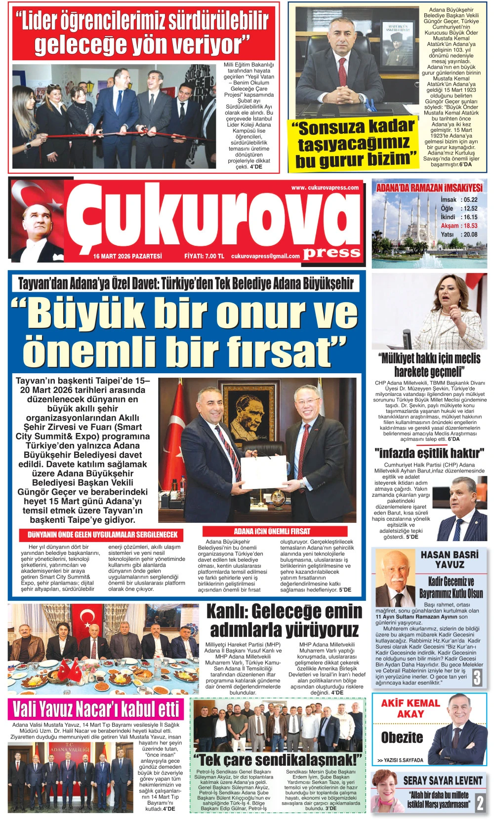 16 Mart 2026 Pazartesi