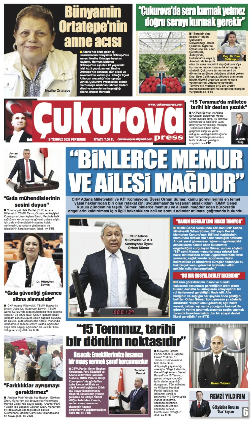 16 Temmuz 2026 Perşembe