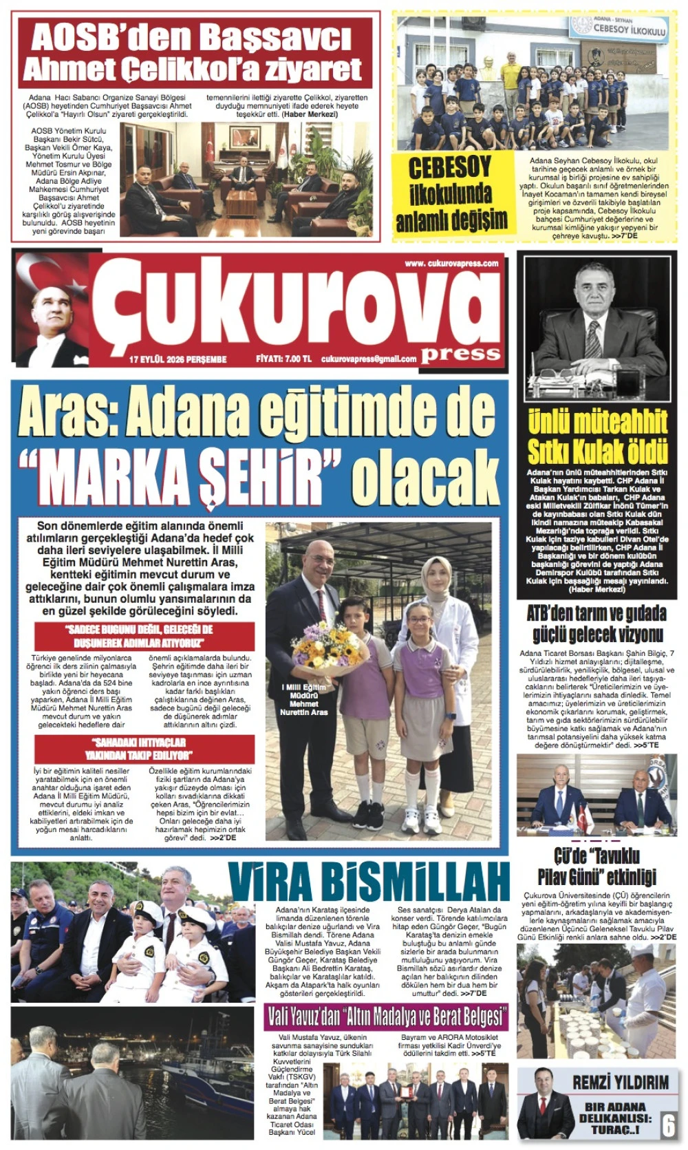 17 Eyl&uuml;l 2026 Perşembe
