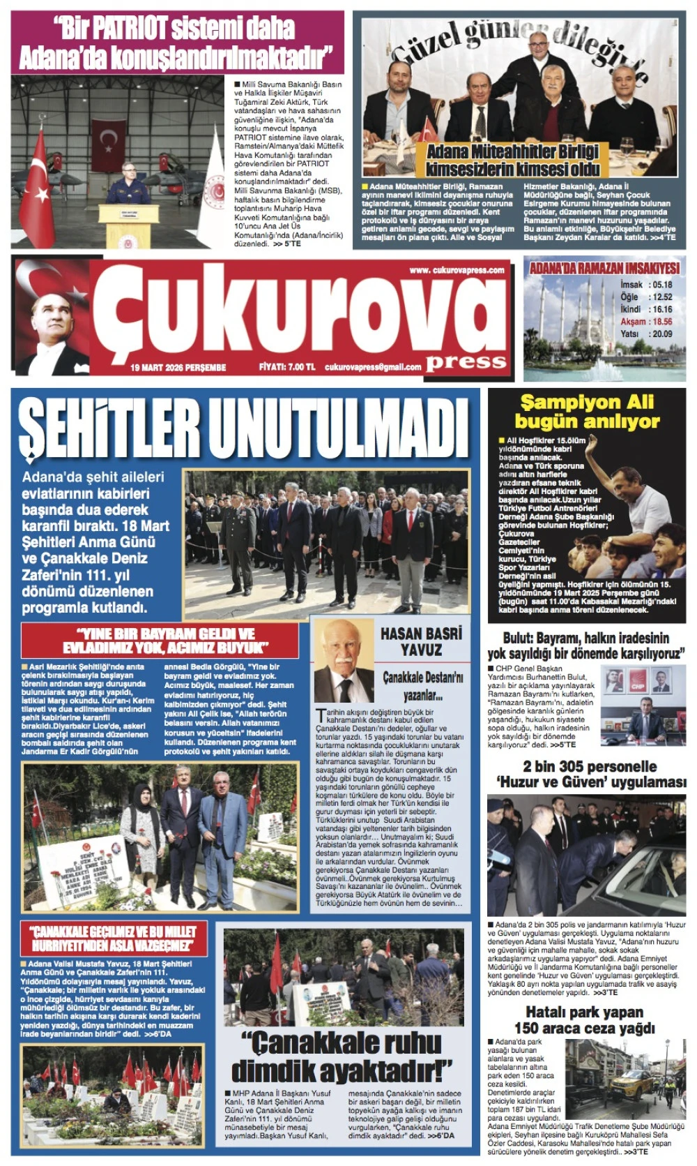 19 Mart 2026 Perşembe