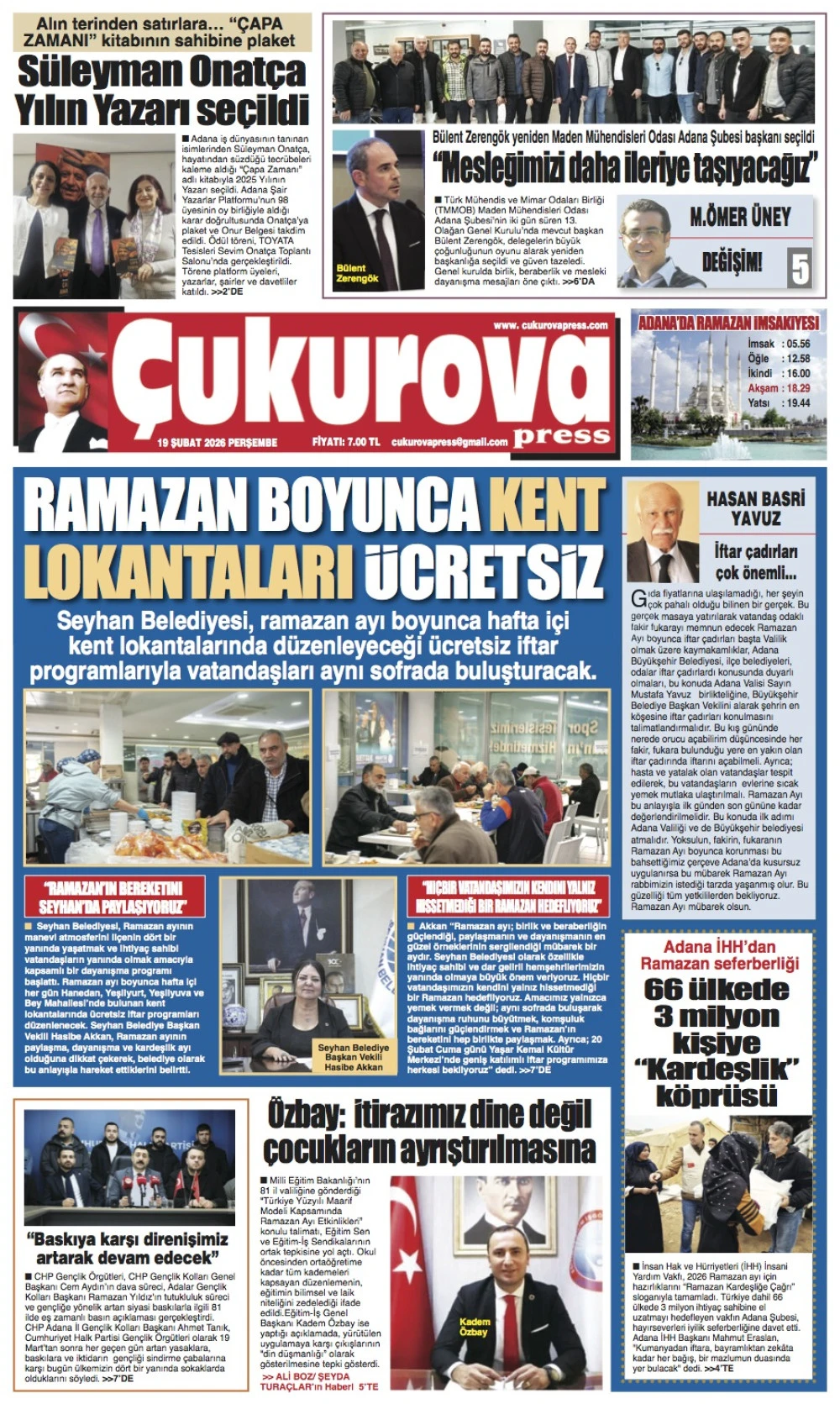 19 Şubat 2026 Perşembe