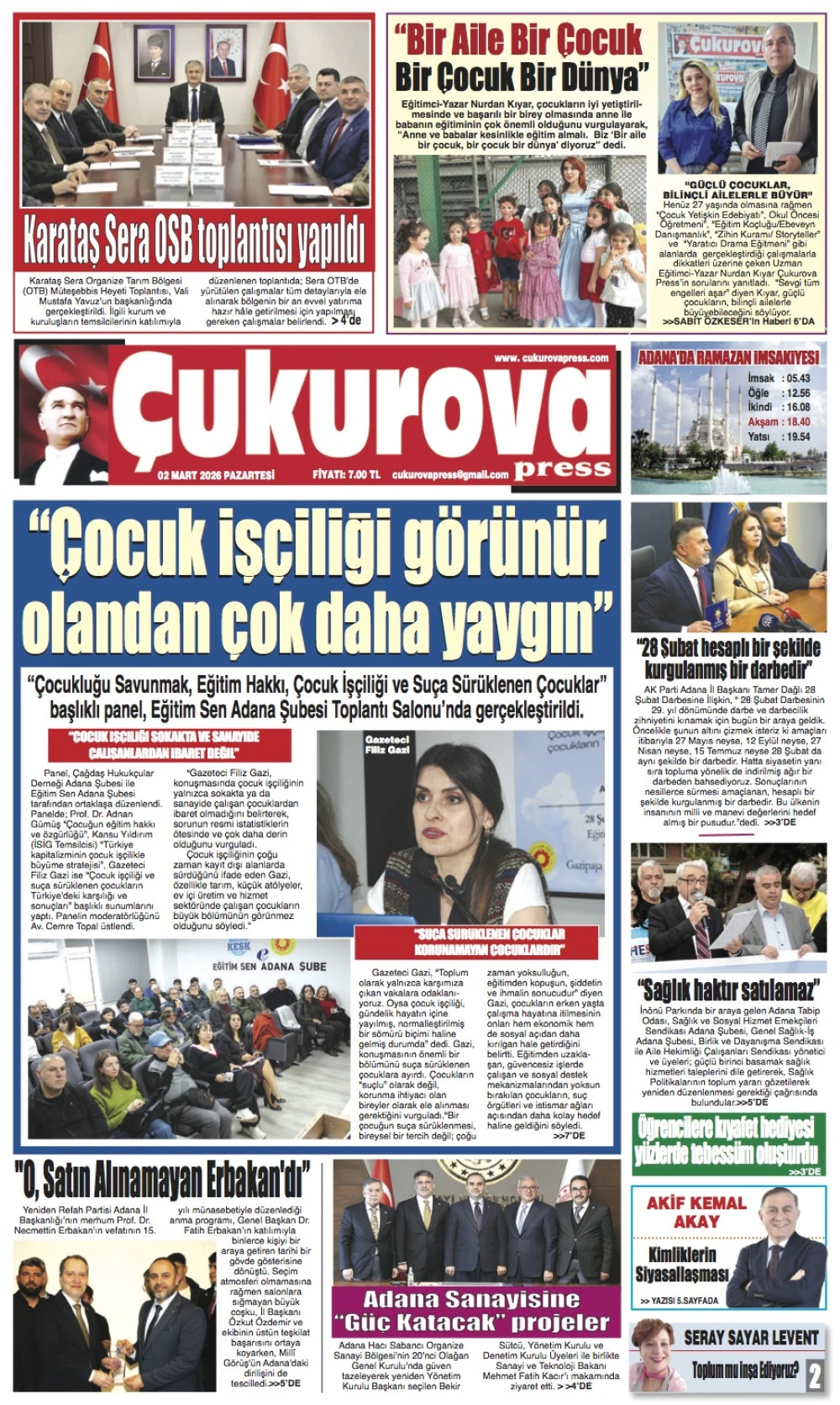 2 Mart 2026 Pazartesi