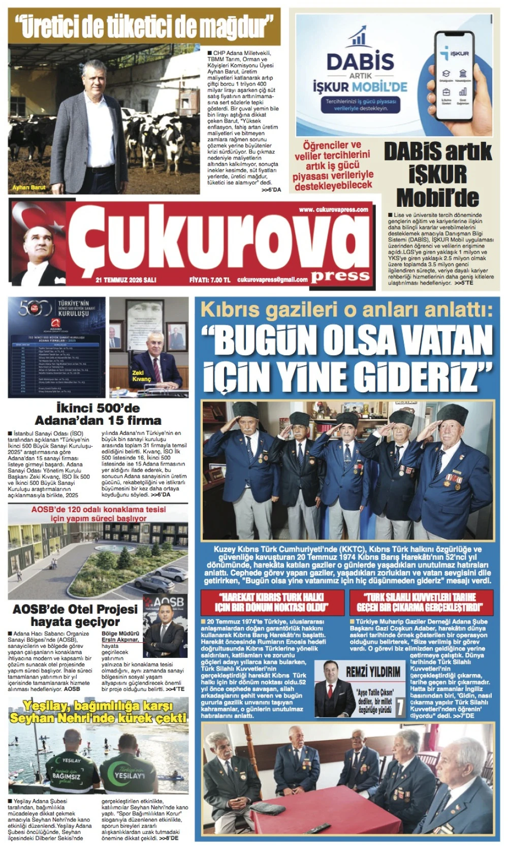21 Temmuz 2026 Salı