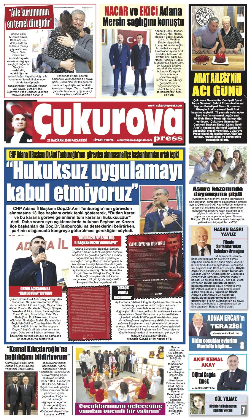 22 Haziran 2026 Pazartesi