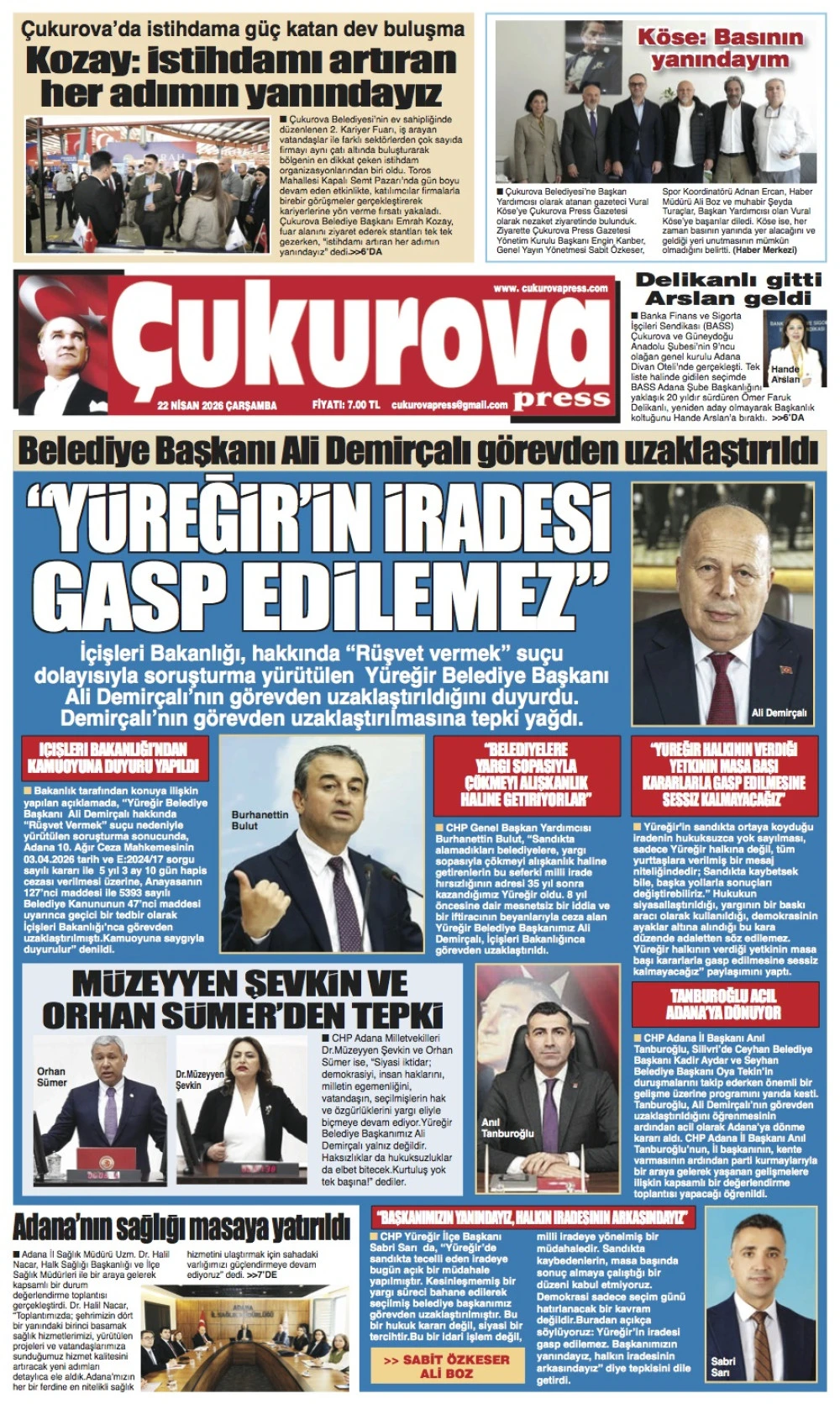 22 Nisan 2026 &Ccedil;arşamba