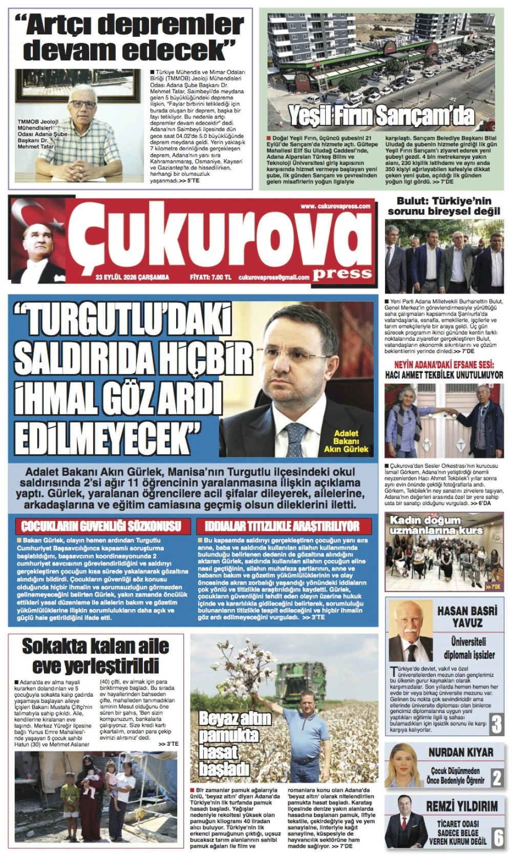 23 Eyl&uuml;l 2026 &Ccedil;arşamba