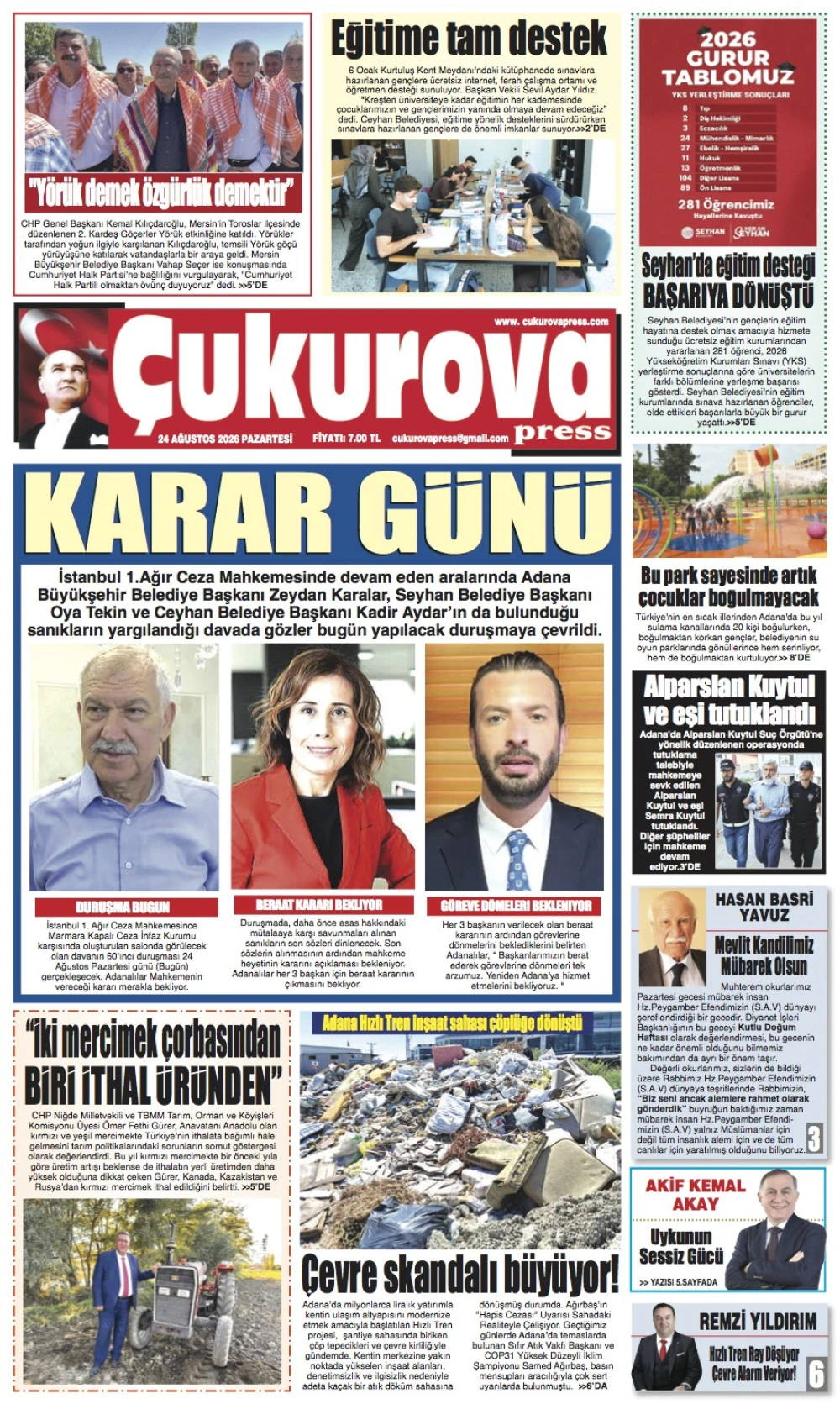 24 aĞUSTOS  2026 Pazartesi