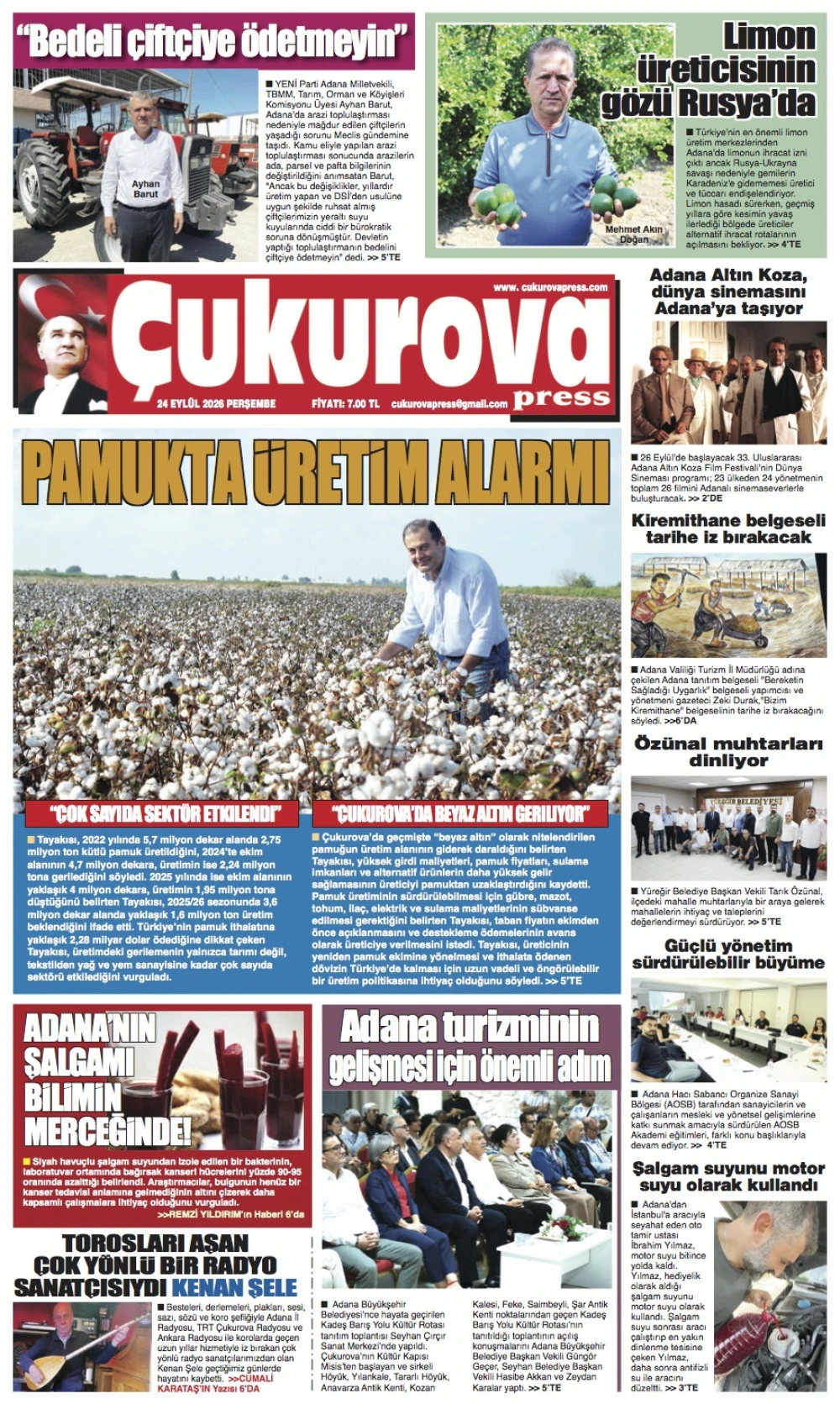 24 Eyl&uuml;l 2026 Perşembe