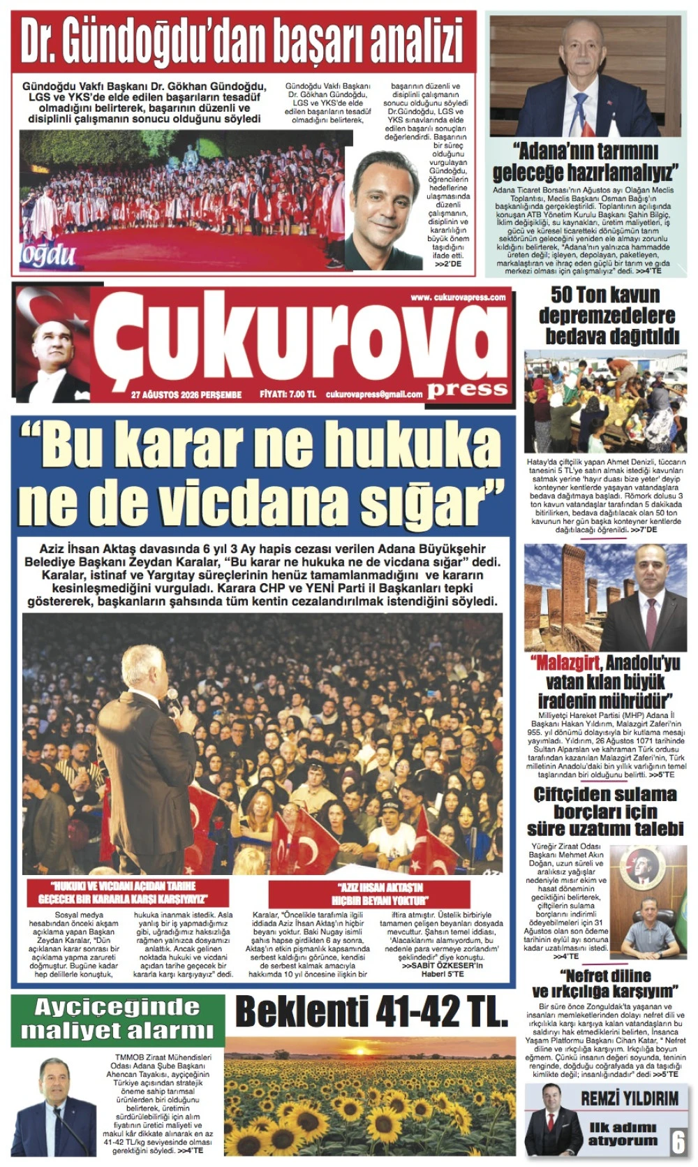 27 Ağustos 2026 Perşembe