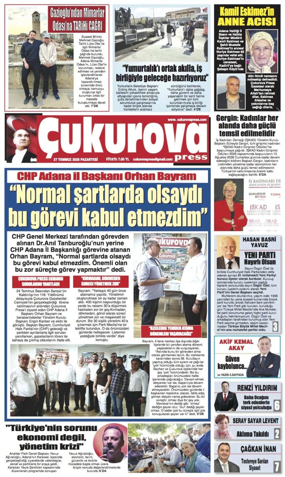 27 Temmuz 2026 Pazartesi