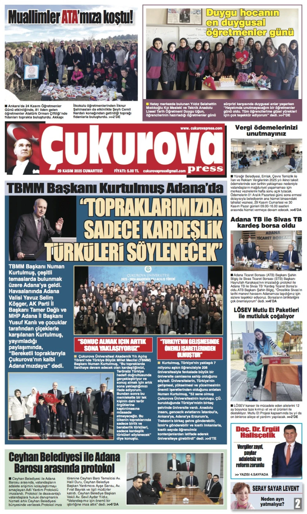 29 Kasım 2025 Cumartesi