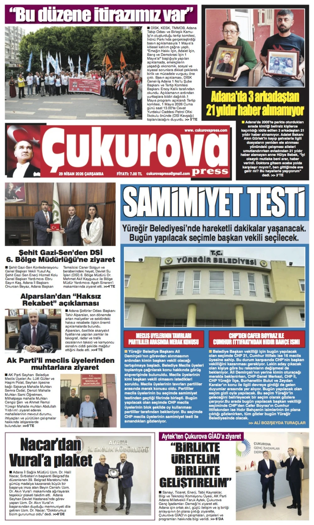 29 Nisan 2026 &Ccedil;arşamba