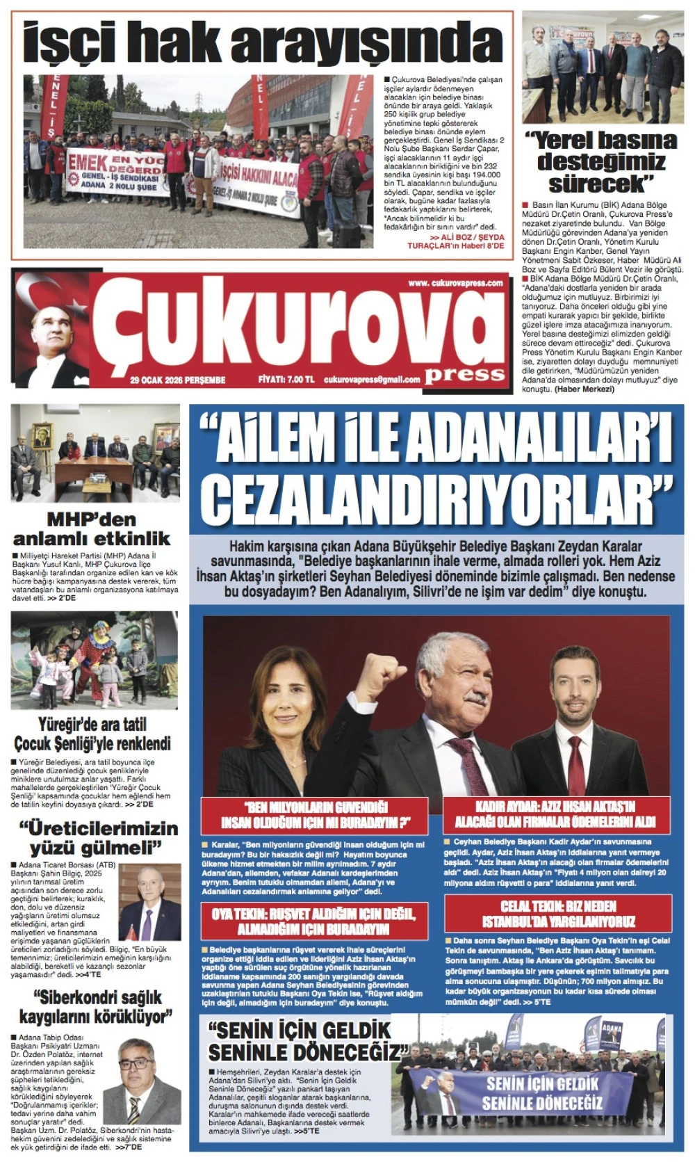 29 Ocak 2026 Perşembe