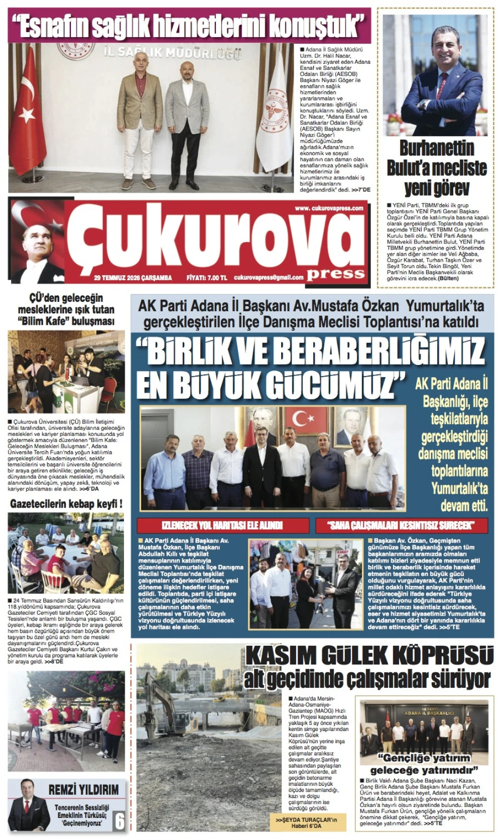 29 Temmuz 2026 &Ccedil;arşamba