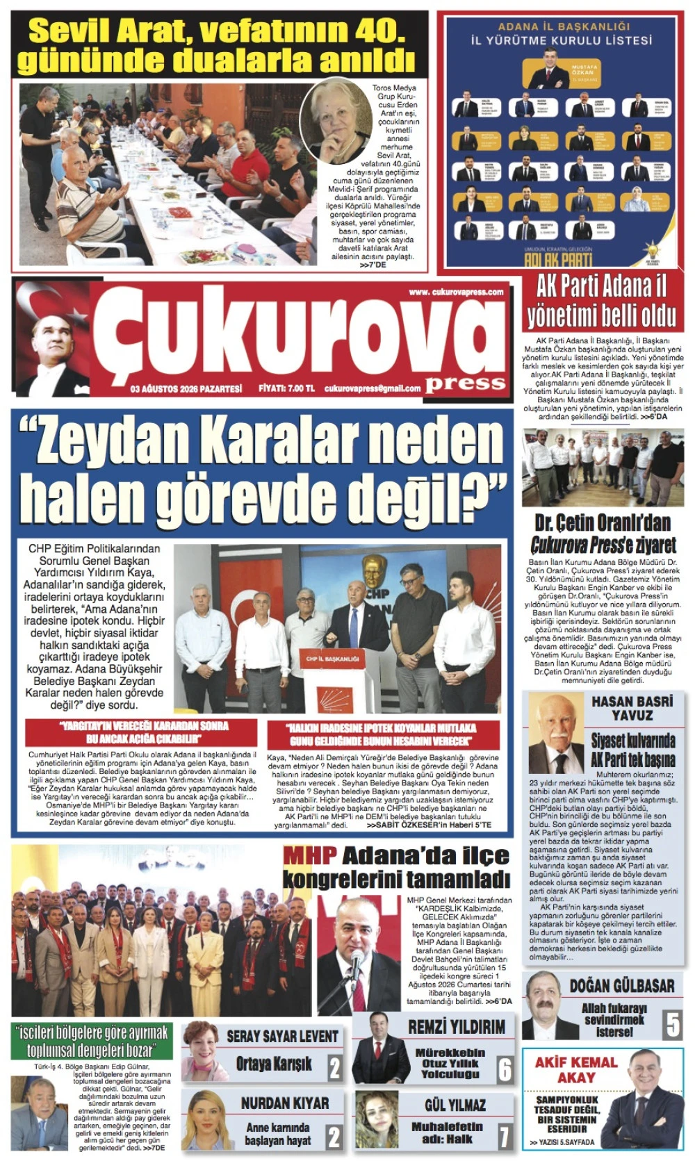 3 Ağustos 2026 Pazartesi