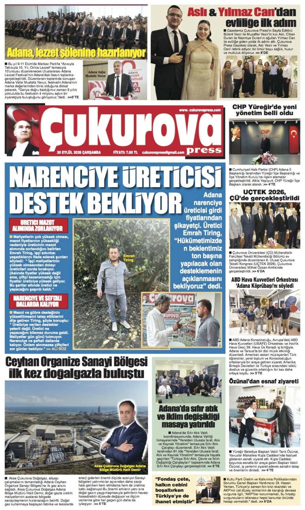 30 Eyl&uuml;l 2026 &Ccedil;arşamba