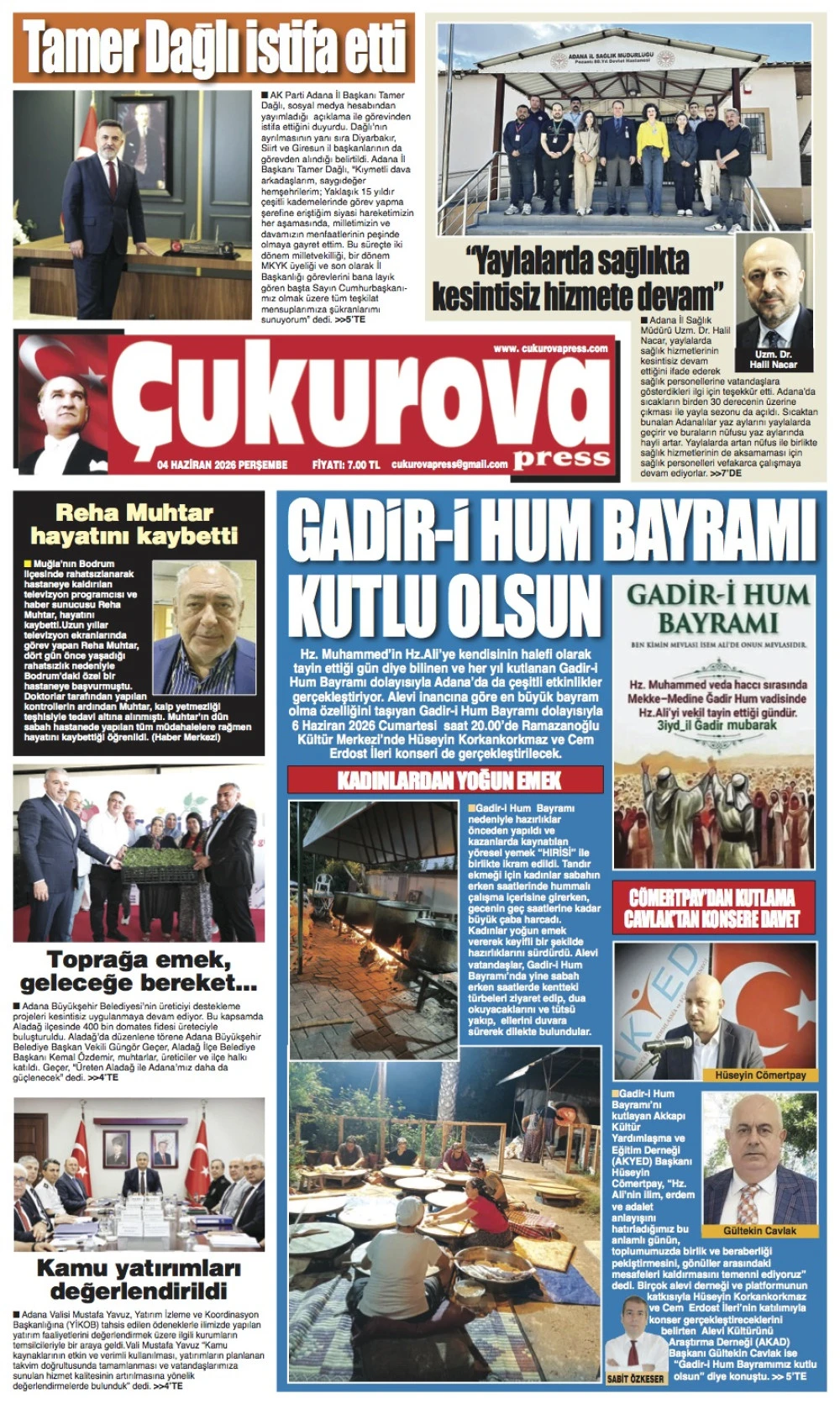 4 Haziran 2026 Perşembe