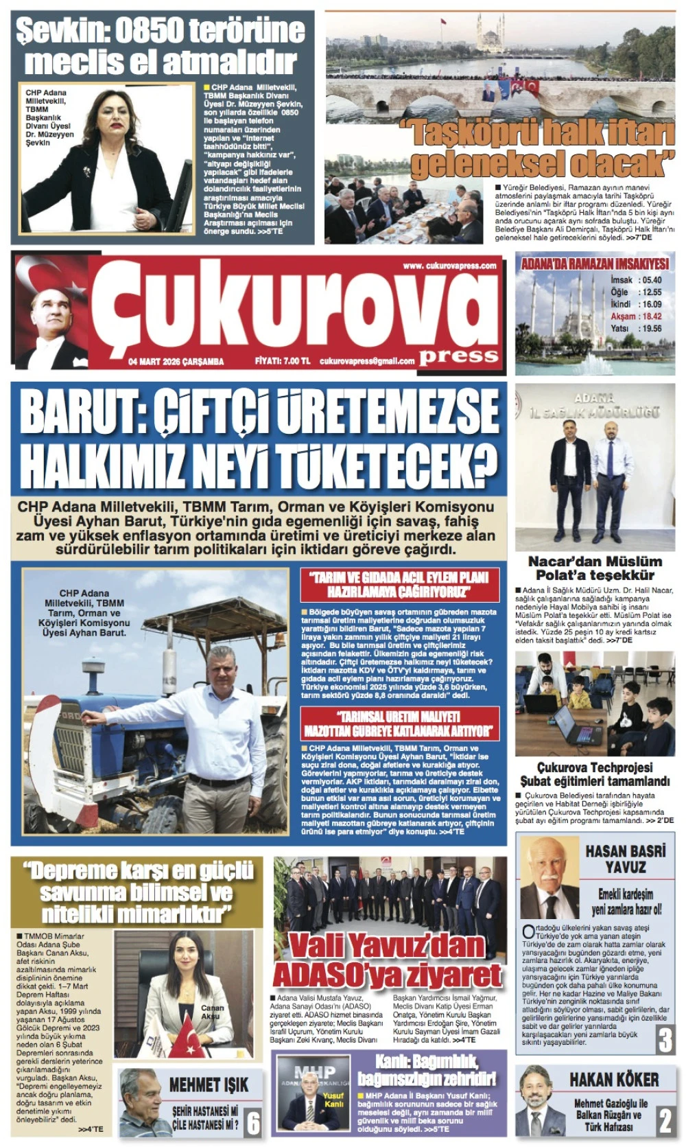 4 Mart 2026 &Ccedil;arşamba