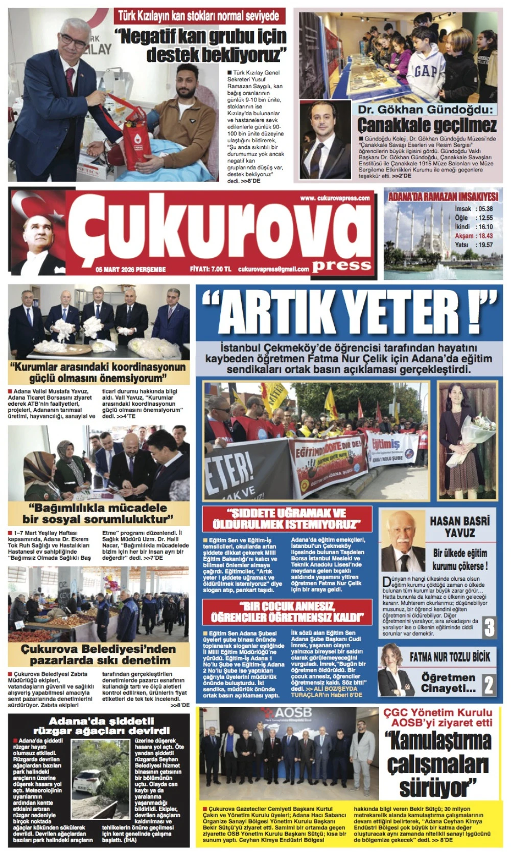 5 Mart 2026 Perşembe