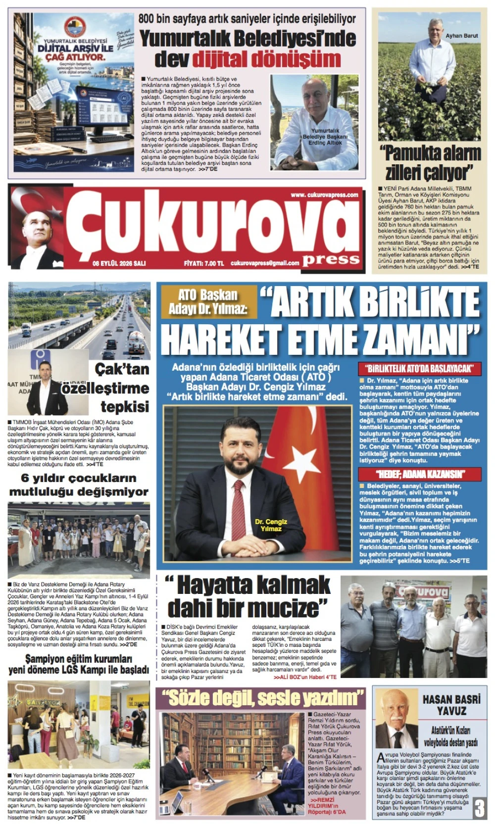8 Eyl&uuml;l 2026 Salı