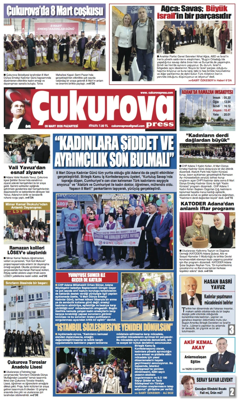 9 Mart 2026 Pazartesi