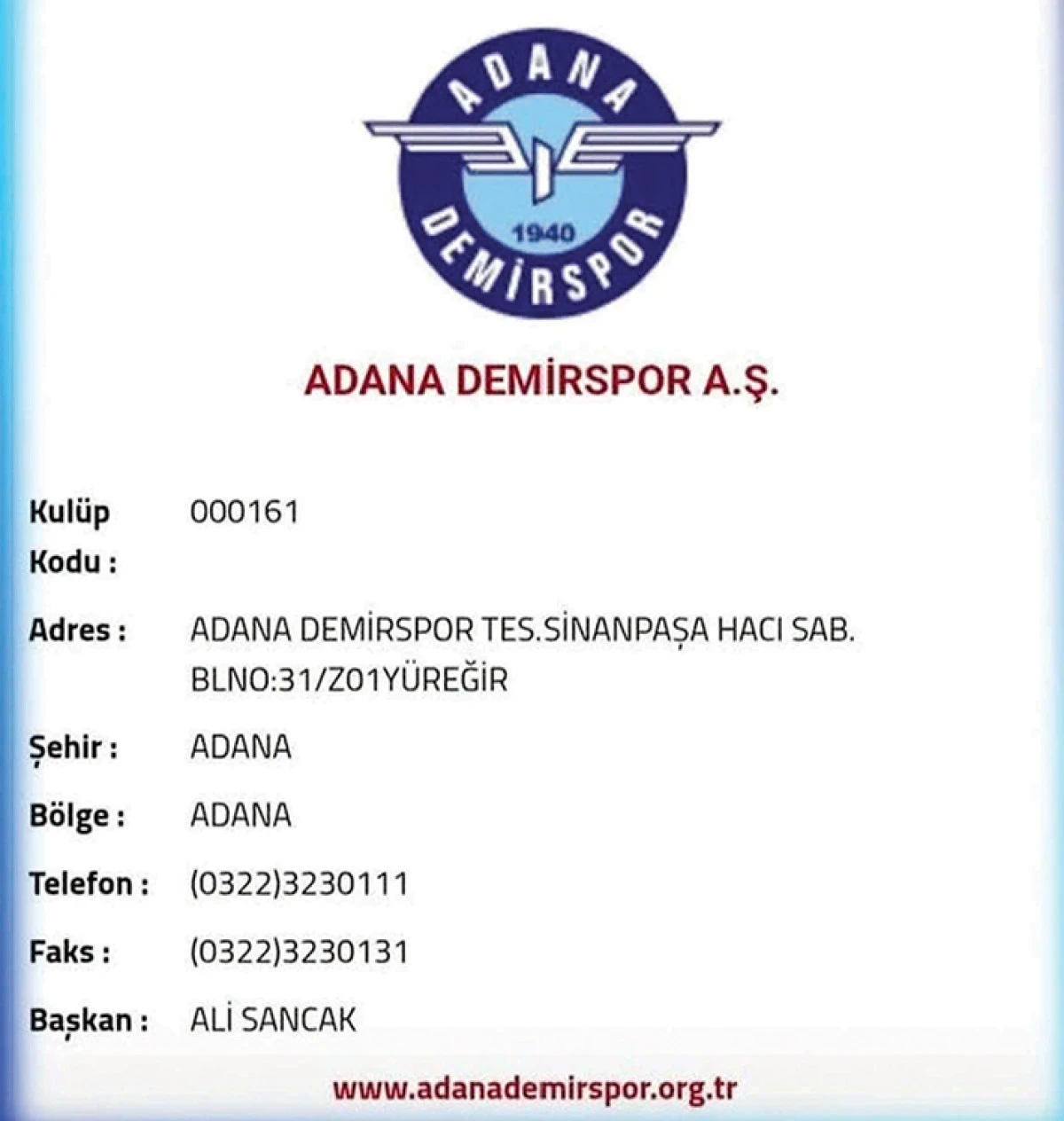 Adana Demirspor'da Başkan Ali Sancak oldu