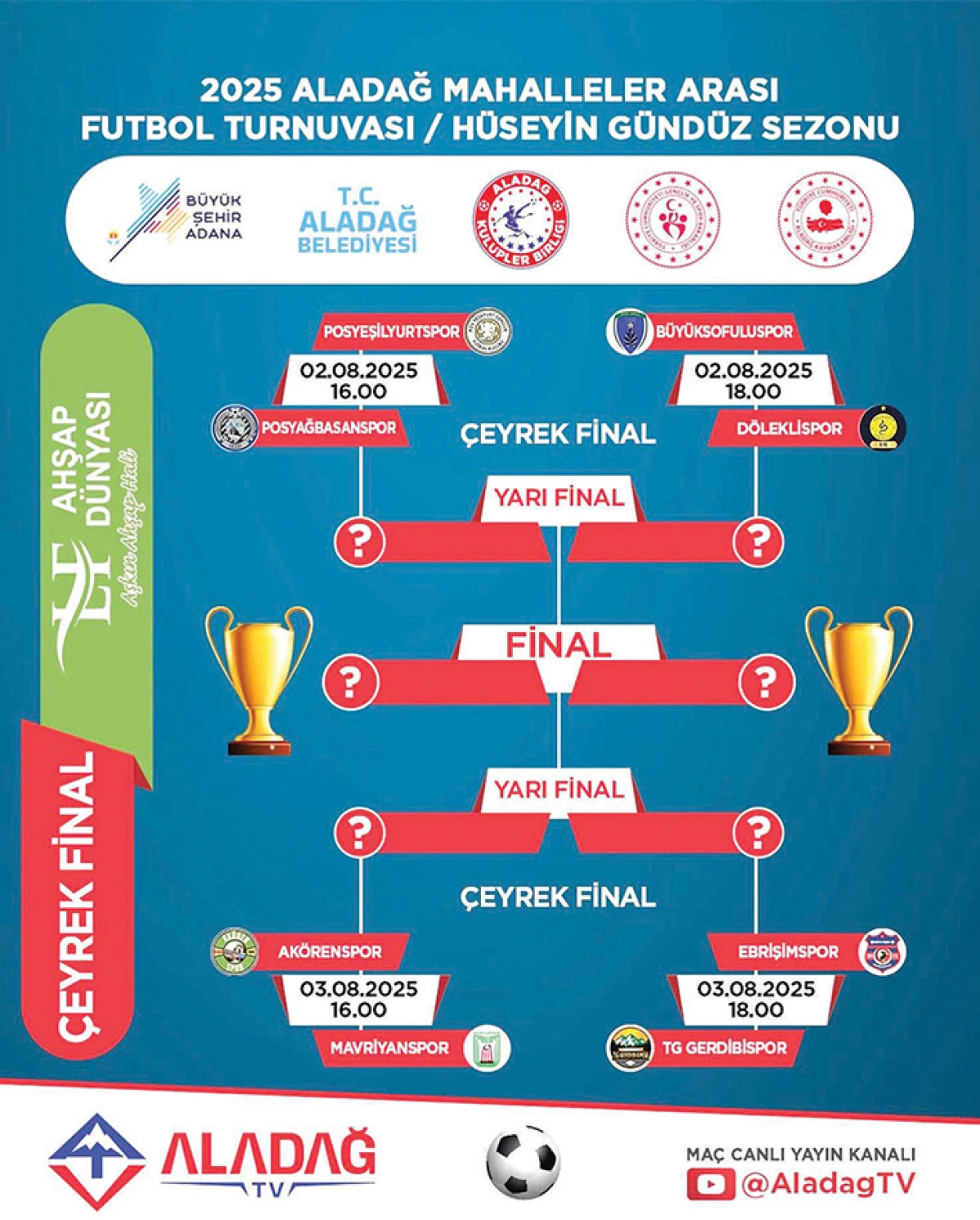 Aladağ’da futbolda  çeyrek final heyecanı