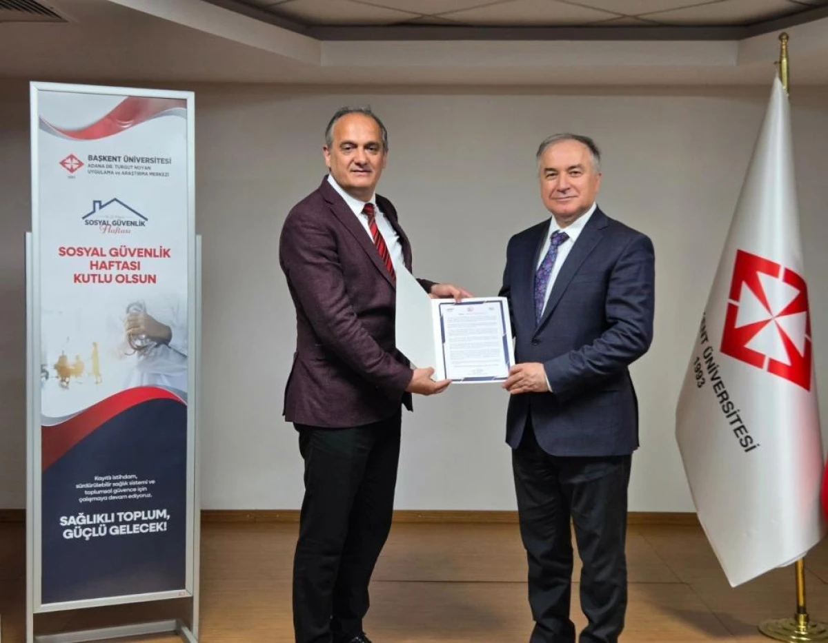  SGK'dan Başkent &Uuml;niversitesi Adana Dr. Turgut Noyan Uygulama ve Araştırma Merkezi'ne teşekk&uuml;r belgesi  